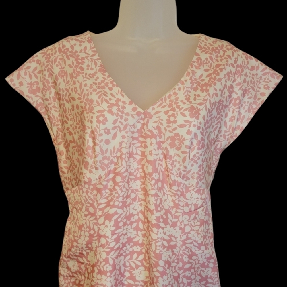 Vintage 100% Silk Isabella Bird Cap Sleeves Feminine Pink Floral Dress Size 4 - Picture 3 of 10